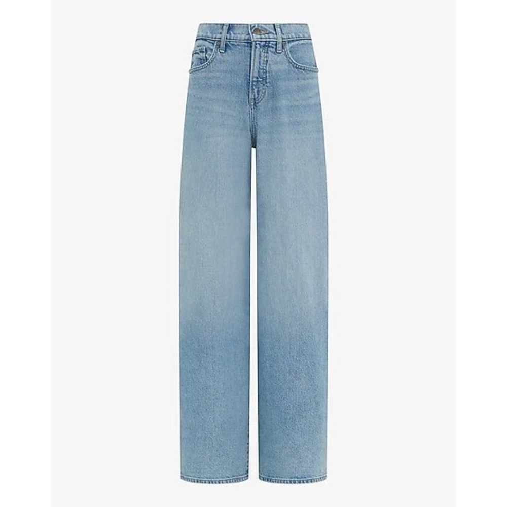 Express High Rise Wide Leg Relaxed Jeans Light Wash 100% Cotton Women's Size 2R - Picture 1 of 9